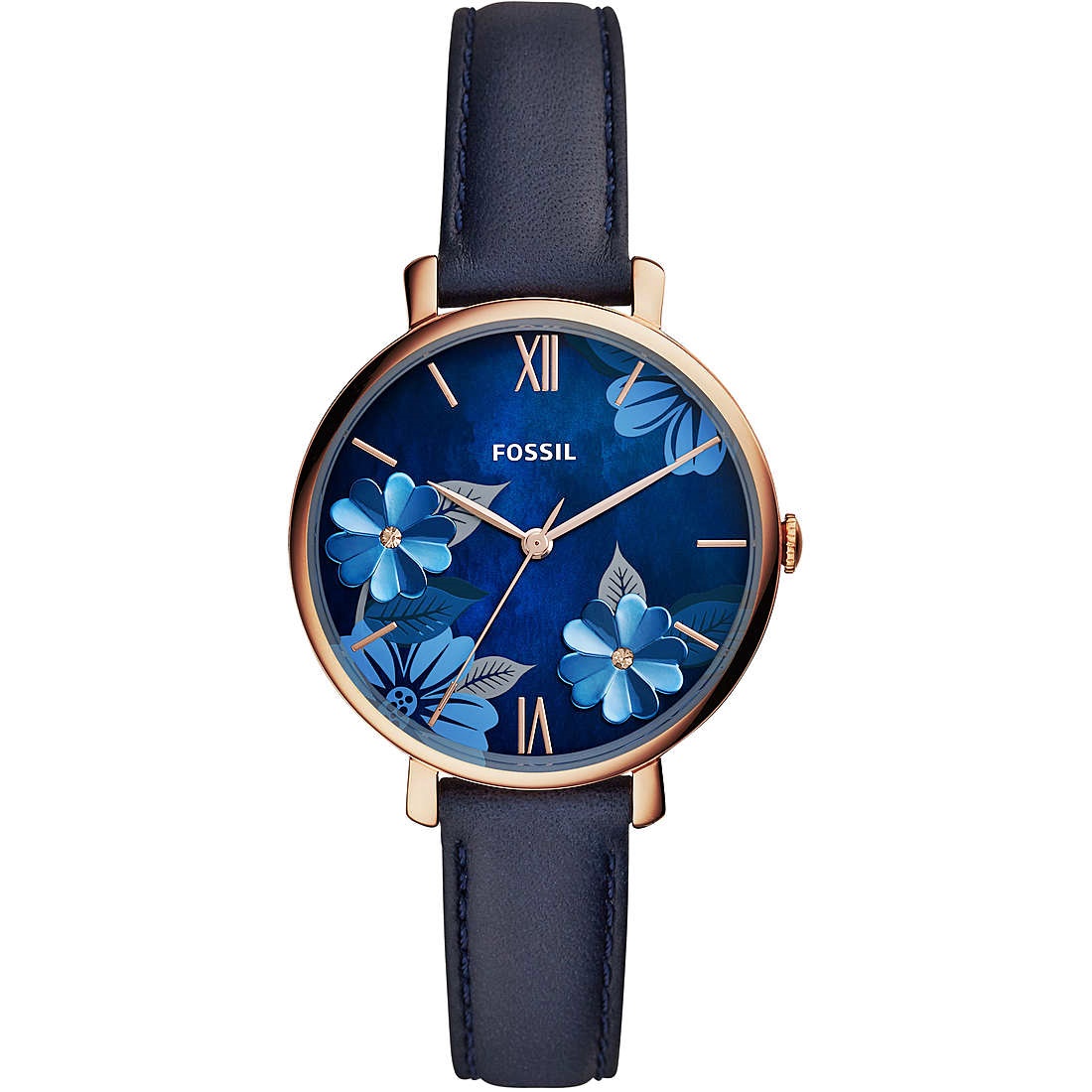 FOSSIL - ES4673 Jaqueline Ladies Blue Floral Leather Strap