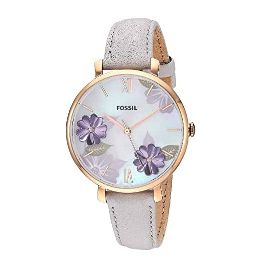 FOSSIl-ES4672 Jacqueline Silver Floral Leather Strap