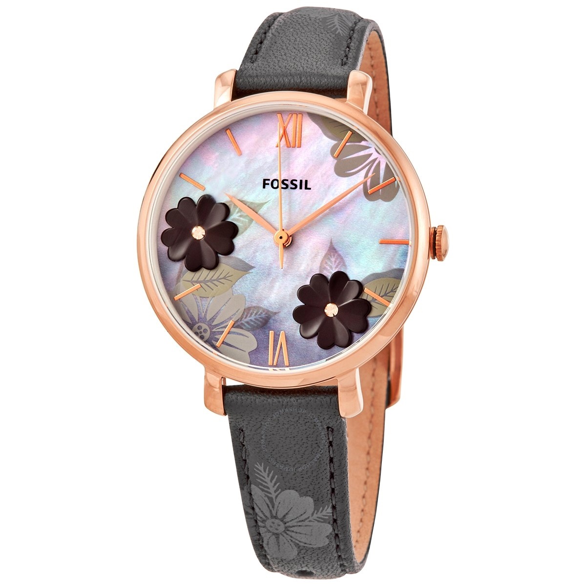 FOSSIL - ES4673 Jacqueline Silver Floral Leather Strap