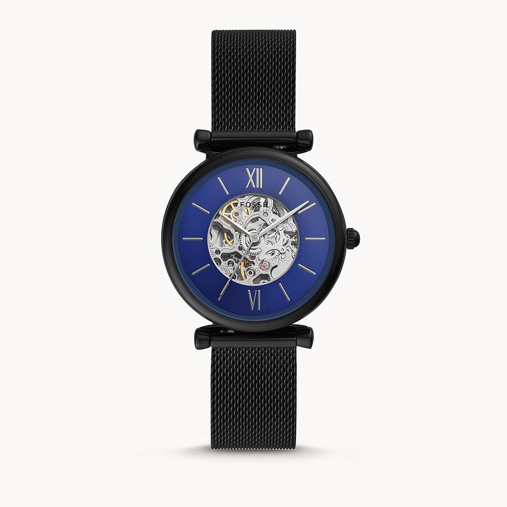 FOSSIL CARLIE AUTOMATIC ME3175 – BLACK STAINLESS STEEL MESH WATCH