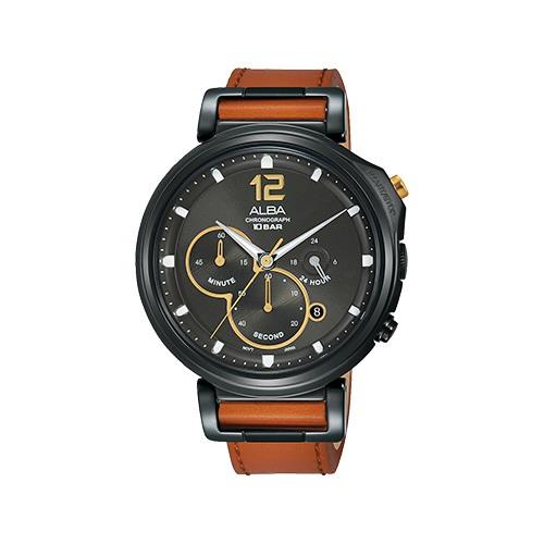 ALBA AT 3D69 - Brown Leather Chronograph